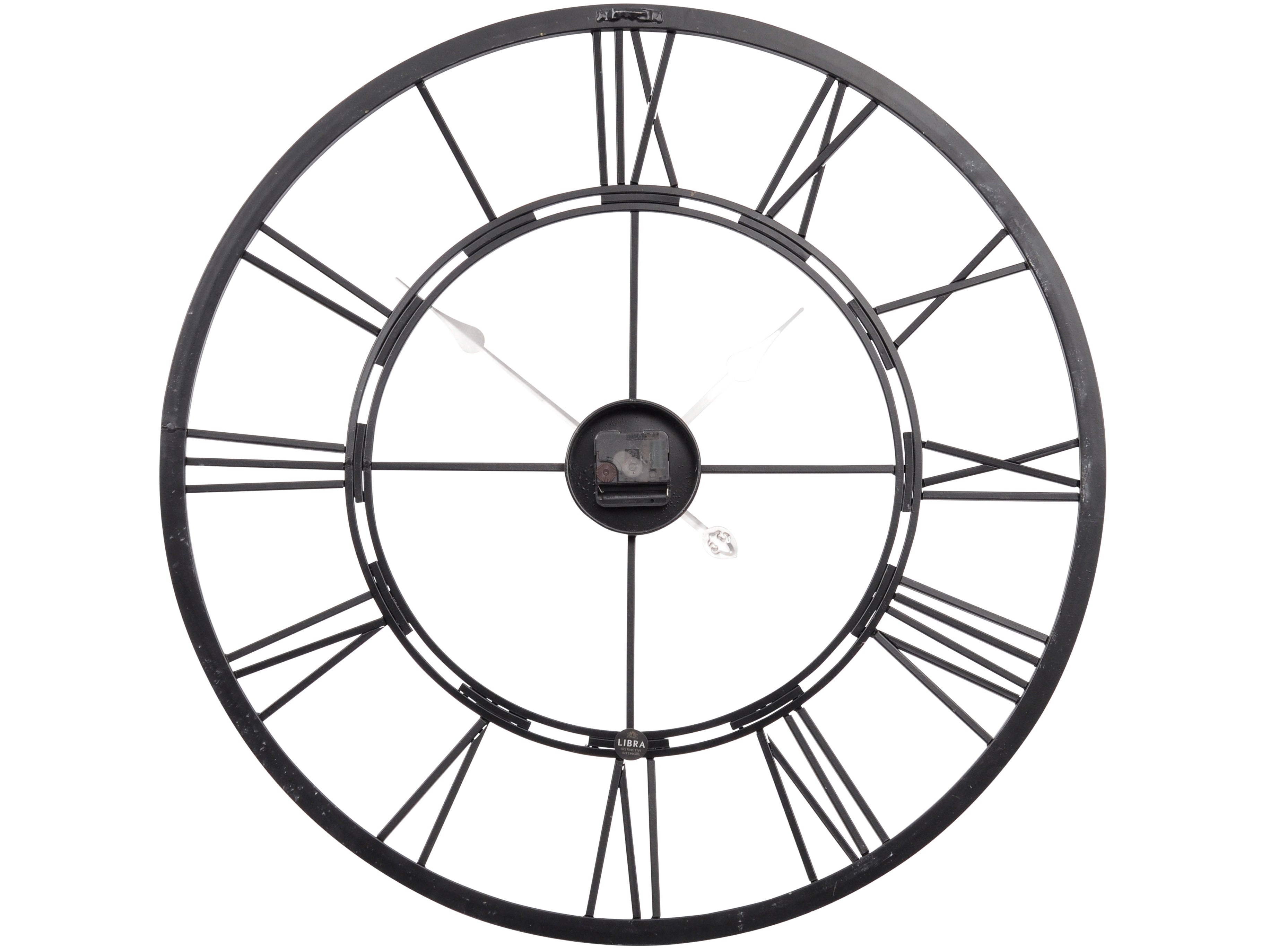 Large Bronze and Black Skeletal Wall Clock