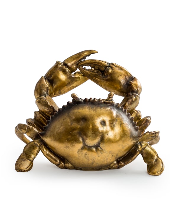 Antique Gold Thirsty Crab Wine Bottle Holder