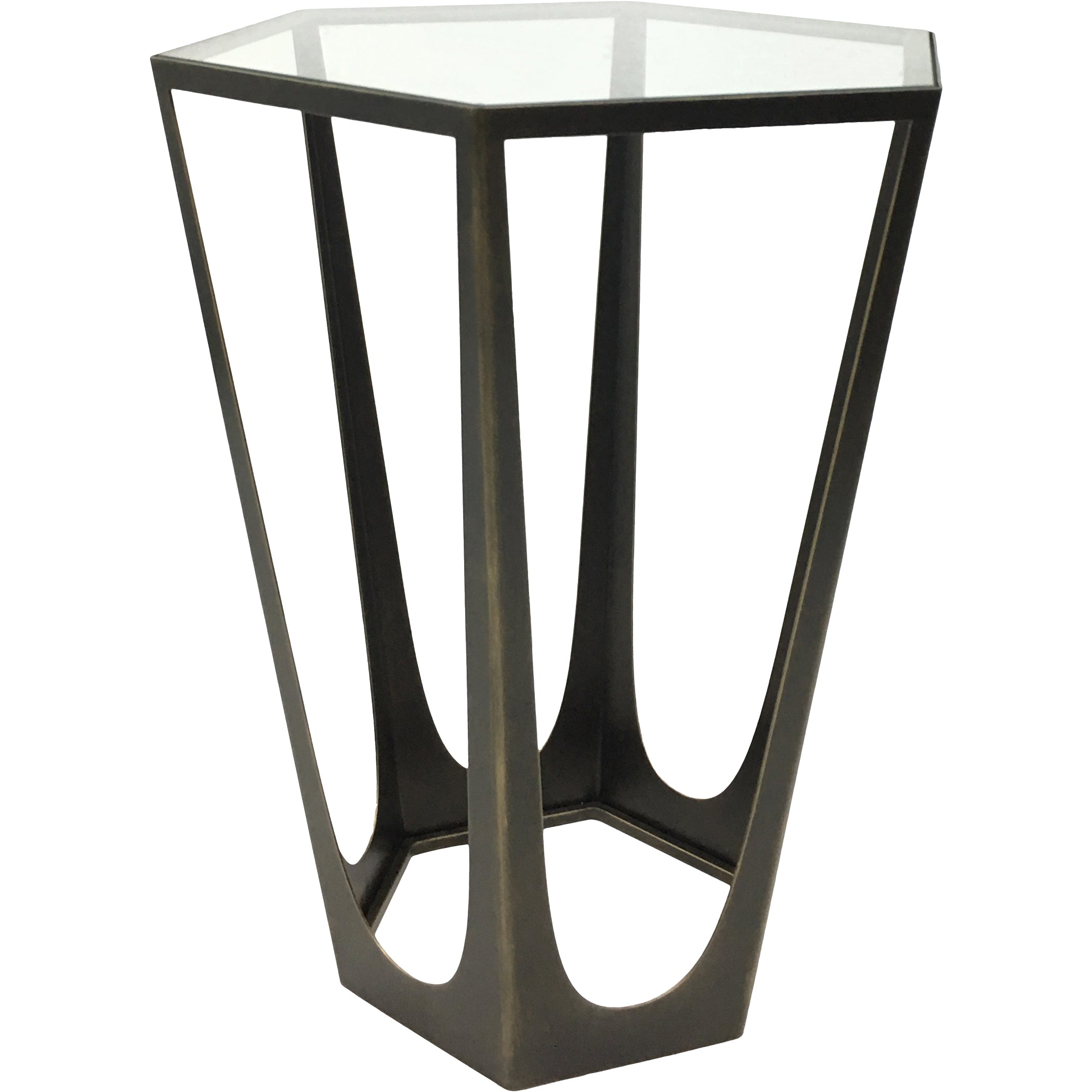 Cecilia Bronze Gilded Side Table with Glass Top