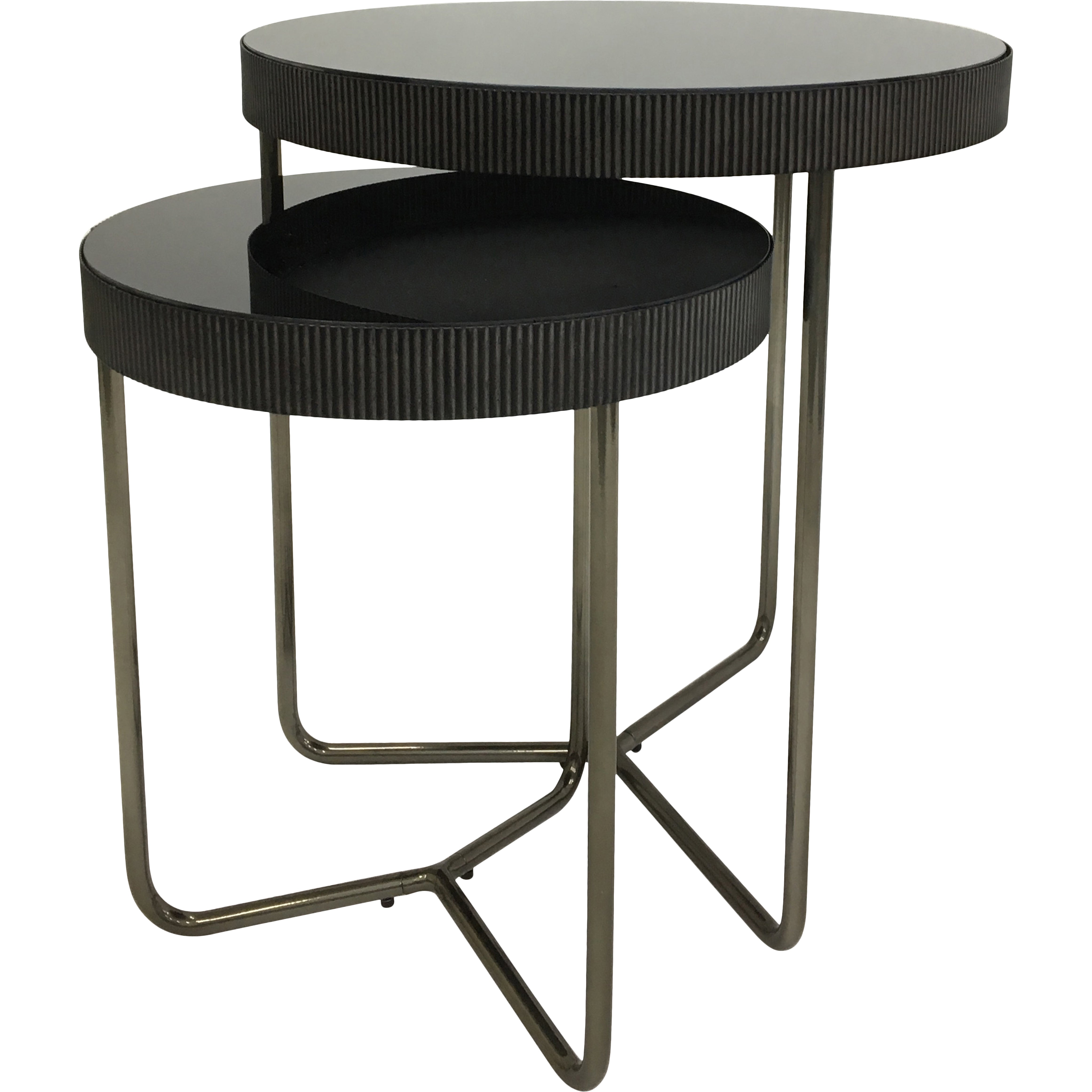 Knightly Set of 2 Side Tables with Black Tinted Glass