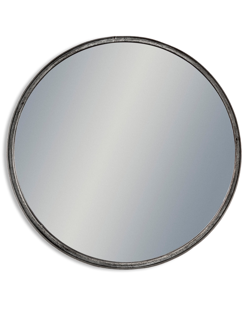 Large Black and Pewter Deep framed Cylinder Mirror