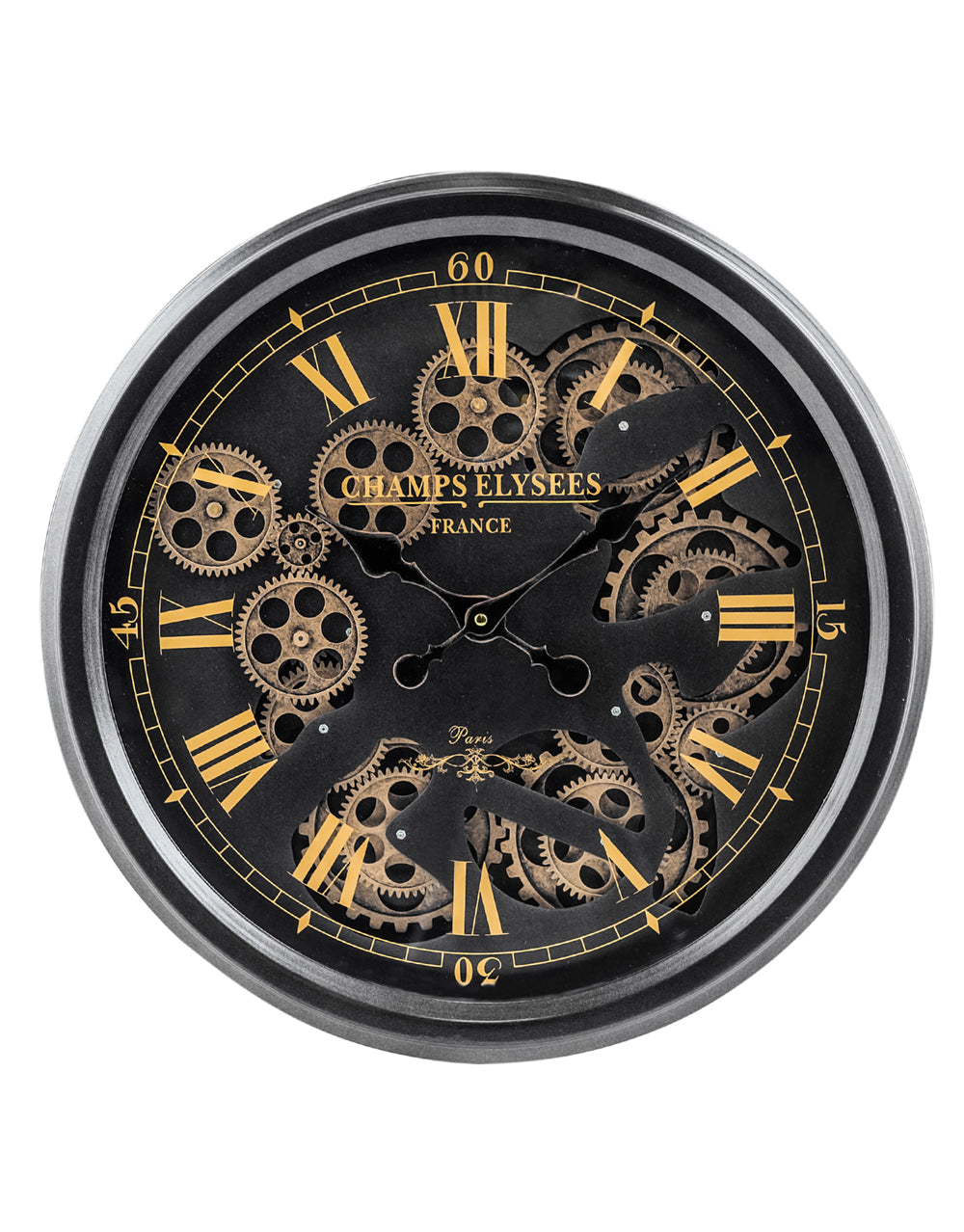 Black & Gold Medium Moving Gears Clock