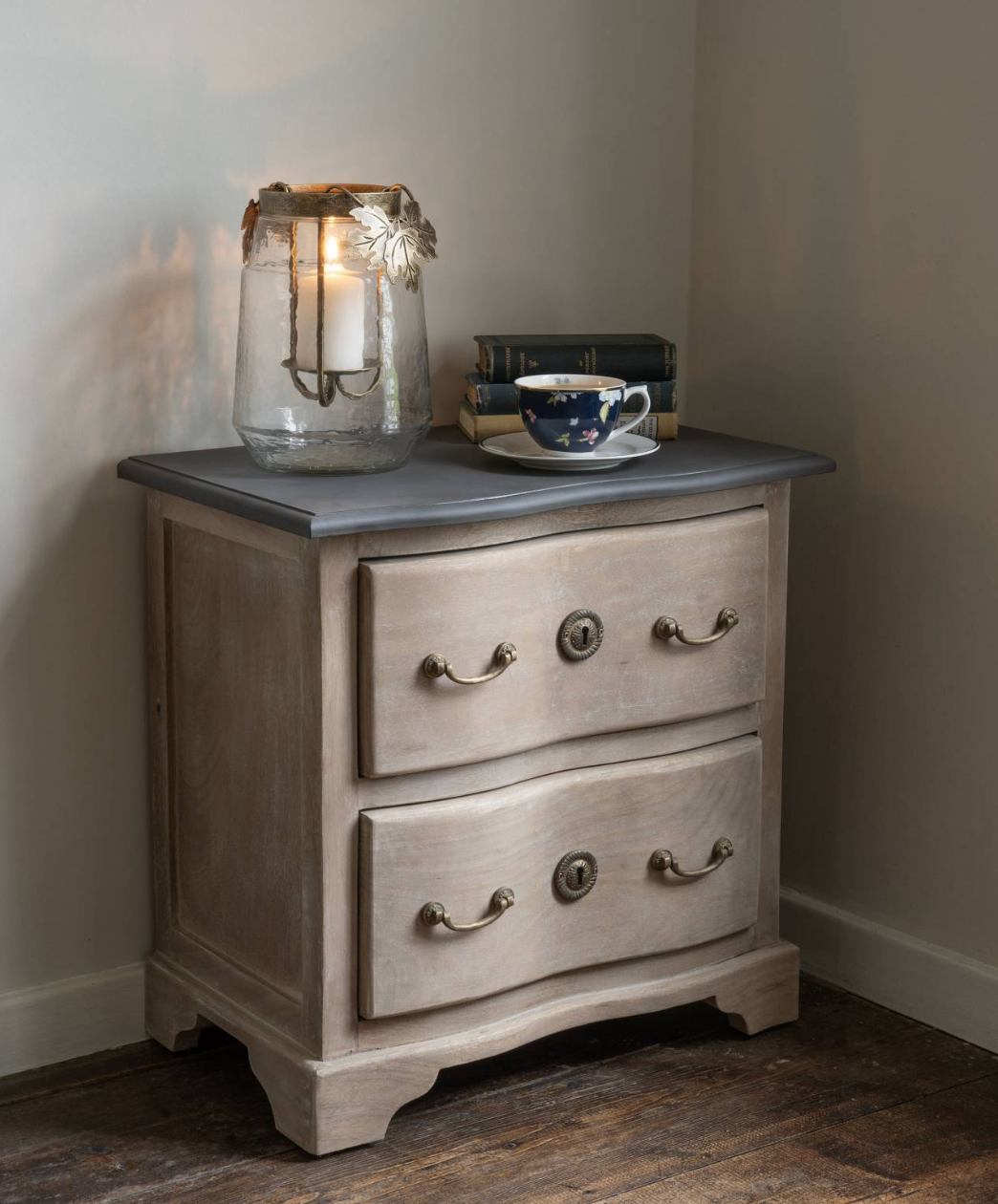 Laura Ashley Natural Wood Swannington 2 Drawer Bedside Table