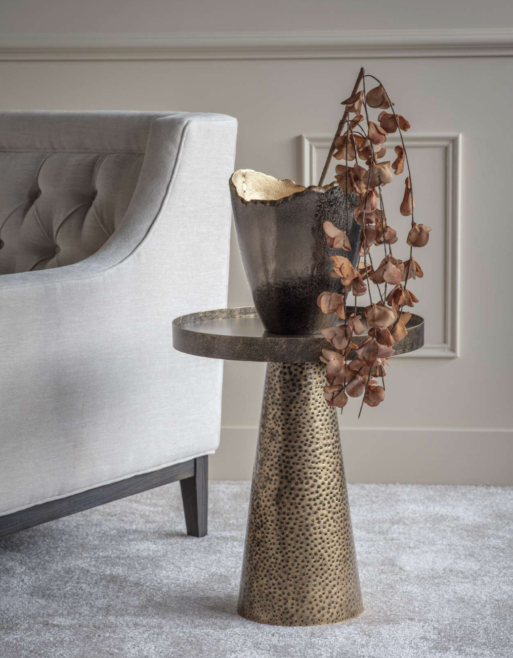 Sienna Iron Side Table in Rustic Antique Gold