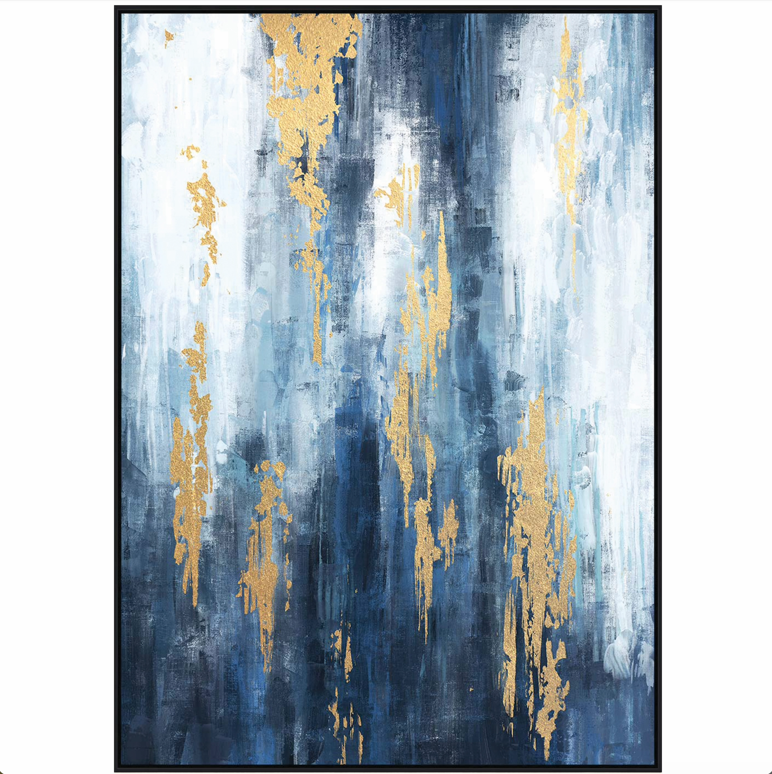 Blue Distressed Foiled Framed Canvas